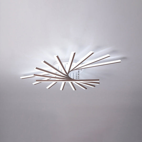 Modern Led Ceiling Light - Fan-Shaped Acrylic Semi Flush Fixture For Living Room Coffee / White