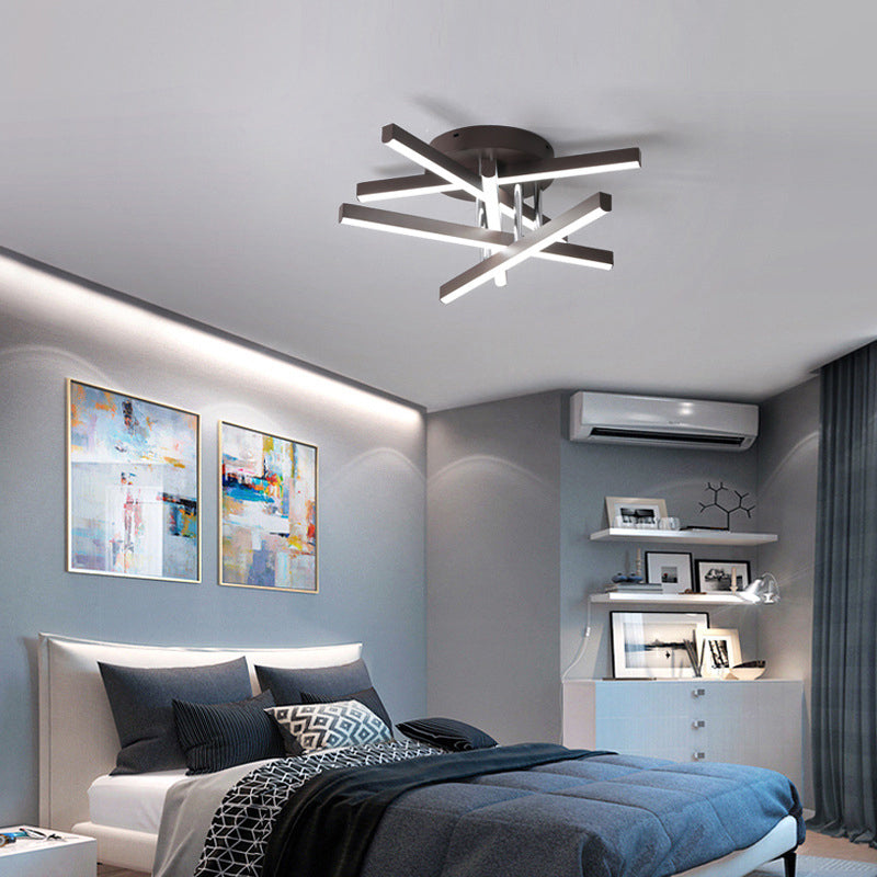 Modern Black Aluminum Led Flush Mount Ceiling Light For Bedrooms