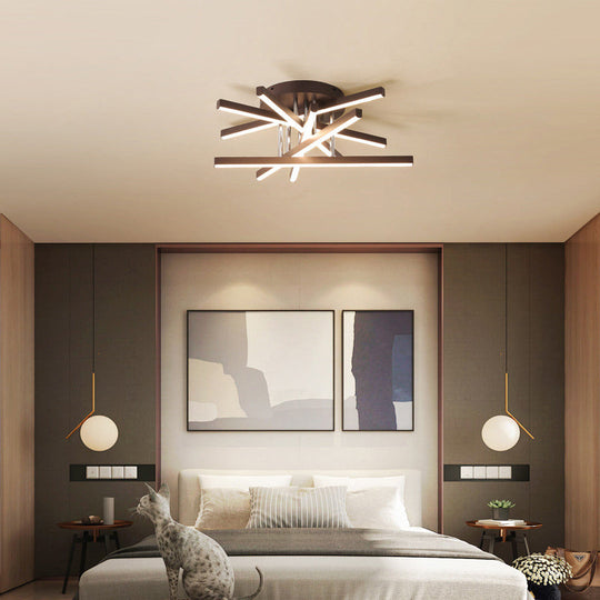 Modern Black Aluminum Led Flush Mount Ceiling Light For Bedrooms 6 / Warm