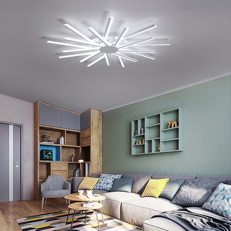 Led Acrylic Semi Flush Light For Living Room Ceiling In White