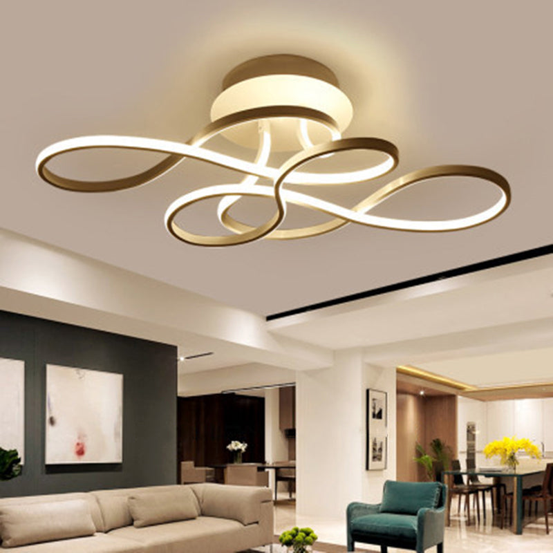 Twirling Acrylic Led Ceiling Light: Minimalist Living Room Flush Mount