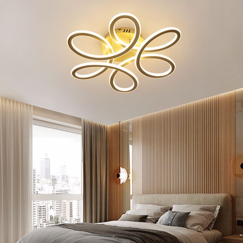 Led Flower Shaped Acrylic Semi Flush Ceiling Light For Bedroom Gold / Warm