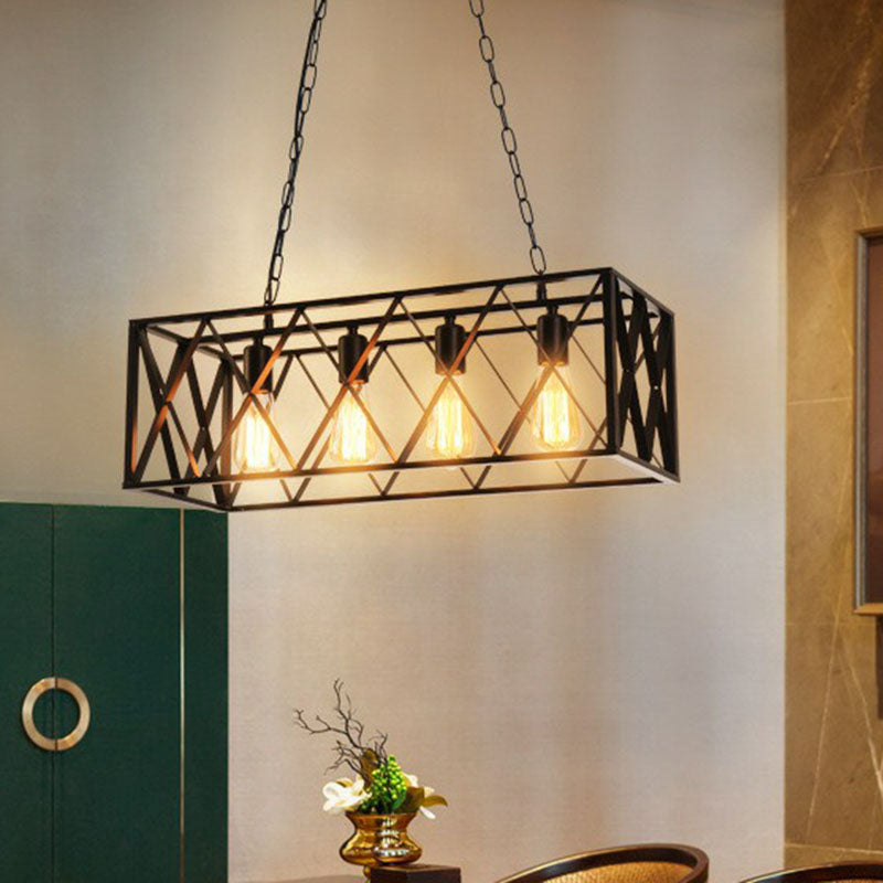 Vintage Black Iron Island Pendant Light For Dining Room Ceiling 4 /