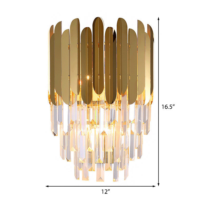 Modernist Metal And Crystal Bedside Wall Lamp With 1 Brass Light