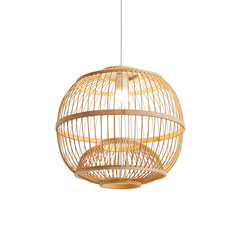 Simplicity Bamboo Globe Pendant Light Fixture For Restaurants
