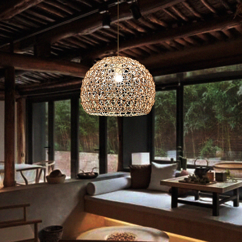 Dome Rattan Pendant Light Fixture - Simplicity In Wood