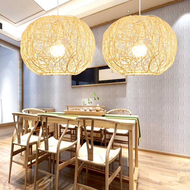 Minimalist Bamboo Pendant Ceiling Light - Handcrafted Wood Suspension Lighting