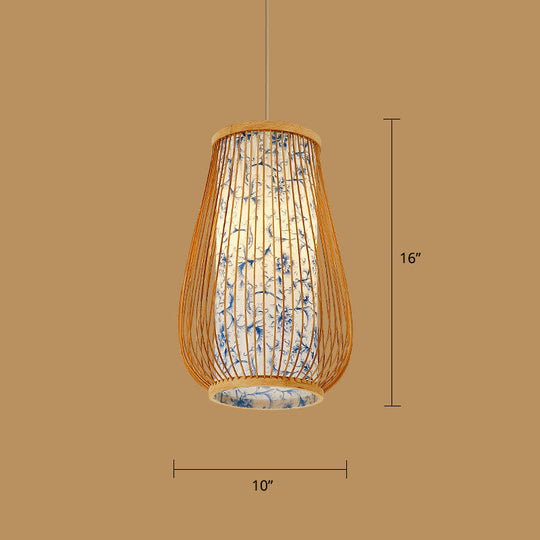 Minimalist Handwoven Rattan Pendant Ceiling Light - Wood Suspension Lighting