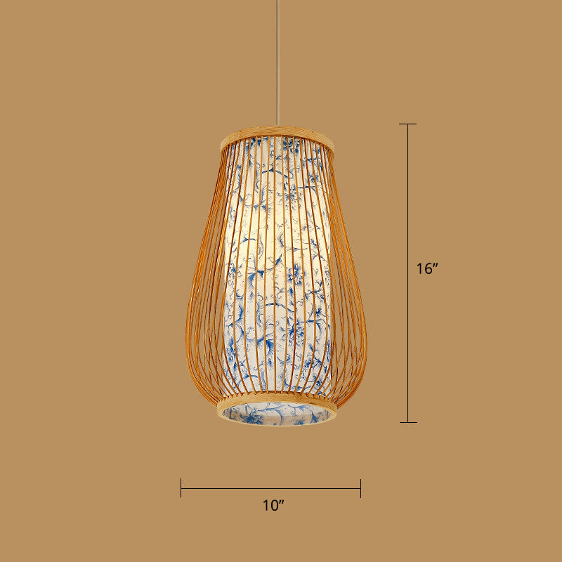 Sleek Handwoven Wood Suspension Light - Minimalist Rattan Pendant Ceiling Lamp