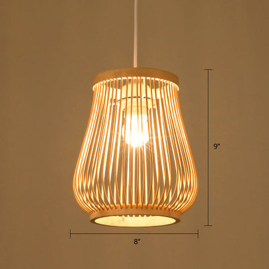 Minimalist Handwoven Rattan Pendant Ceiling Light - Wood Suspension Lighting