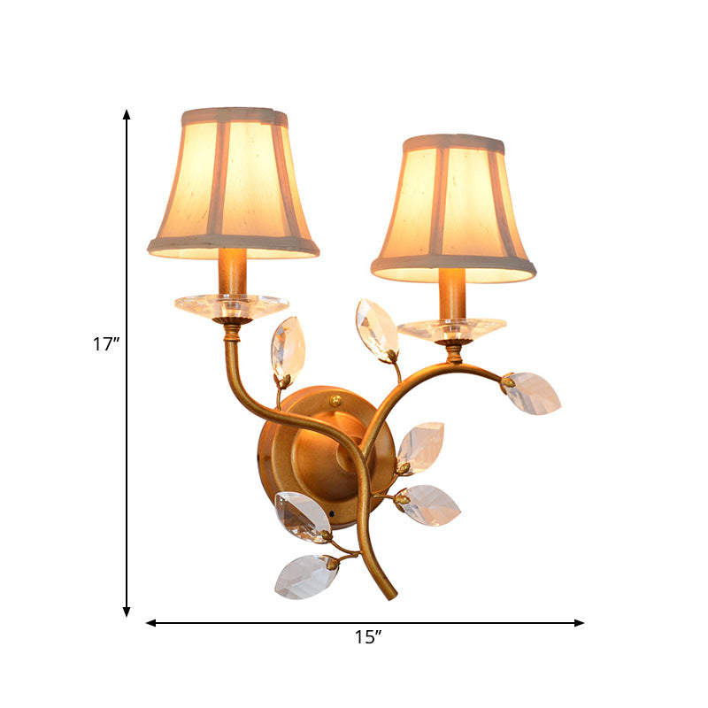 Stylish Metal Branch Wall Light - Lodge 2-Light Brass Sconce With/Without Bell Shade For Indoors