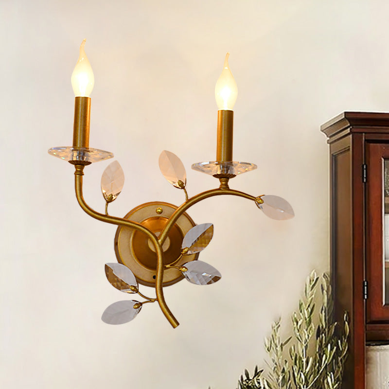 Stylish Metal Branch Wall Light - Lodge 2-Light Brass Sconce With/Without Bell Shade For Indoors /