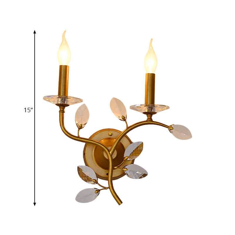 Stylish Metal Branch Wall Light - Lodge 2-Light Brass Sconce With/Without Bell Shade For Indoors