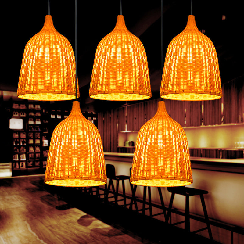 Handwoven Rattan Suspension Light: Simplicity Wood Pendant Fixture