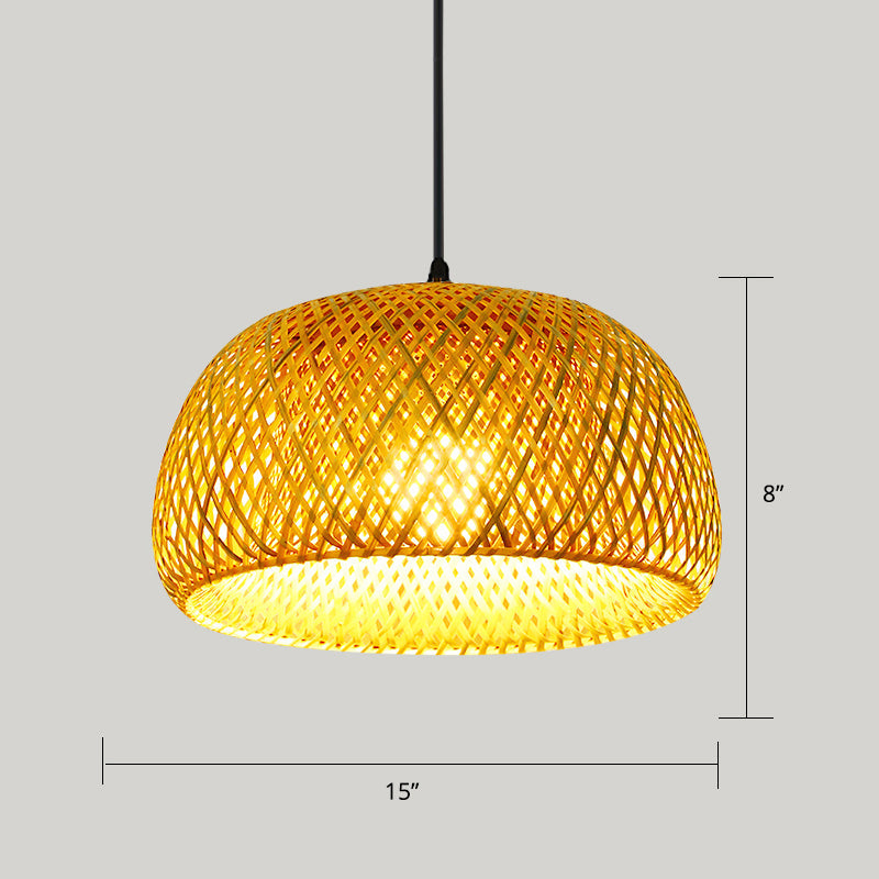 Handwoven Rattan Suspension Light: Simplicity Wood Pendant Fixture