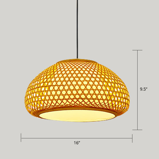 Handwoven Rattan Suspension Light: Simplicity Wood Pendant Fixture