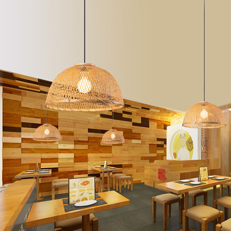 Bamboo Pendant Ceiling Light For Minimalist Restaurants Wood / B