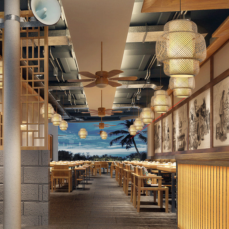 Bamboo Pendant Ceiling Light For Minimalist Restaurants