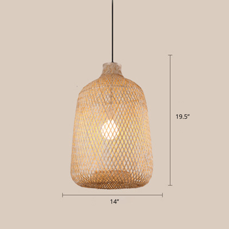 Bamboo Pendant Ceiling Light For Minimalist Restaurants Wood / D