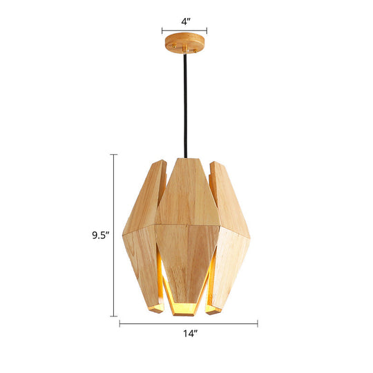 Minimalist Southeast Asian Ceiling Pendant Light - Elegant Wood Finish For Restaurants / H