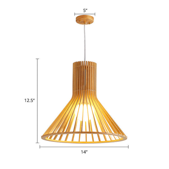 Minimalist Southeast Asian Ceiling Pendant Light - Elegant Wood Finish For Restaurants / A