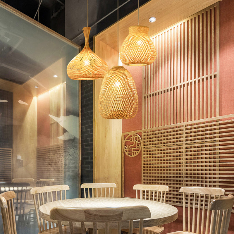 Handwoven Rattan Ceiling Pendant Light - Modern Style For Restaurants (Single)