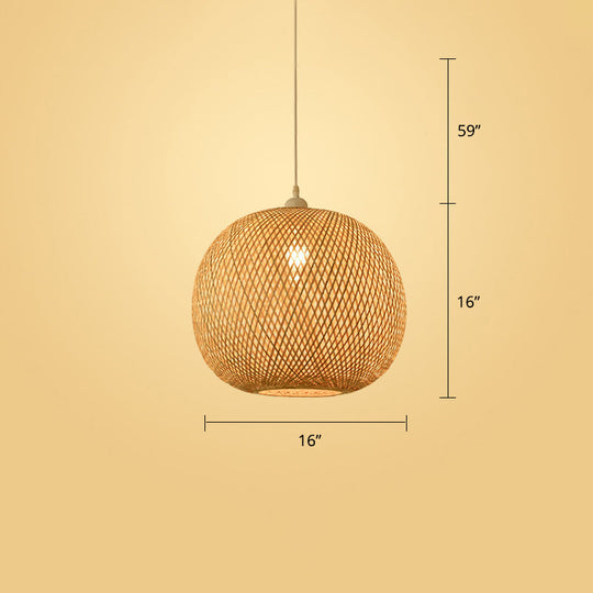 Handwoven Rattan Ceiling Pendant Light - Modern Style For Restaurants (Single) Wood / H
