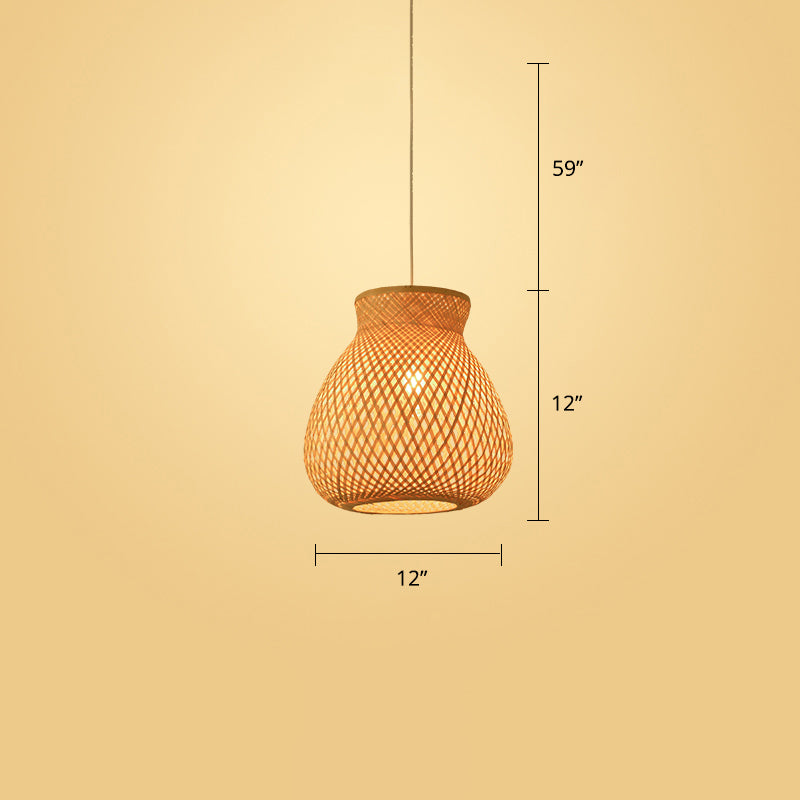 Handwoven Rattan Ceiling Pendant Light - Modern Style For Restaurants (Single) Wood / F