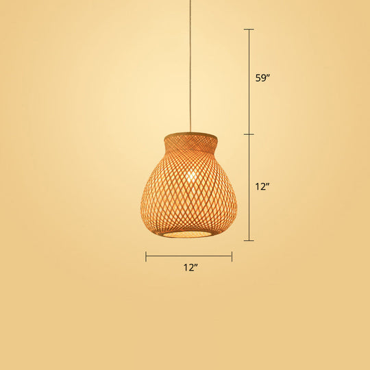 Handwoven Rattan Ceiling Pendant Light - Modern Style For Restaurants (Single) Wood / F