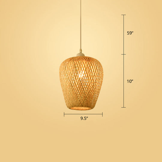 Handwoven Rattan Ceiling Pendant Light - Modern Style For Restaurants (Single) Wood / C