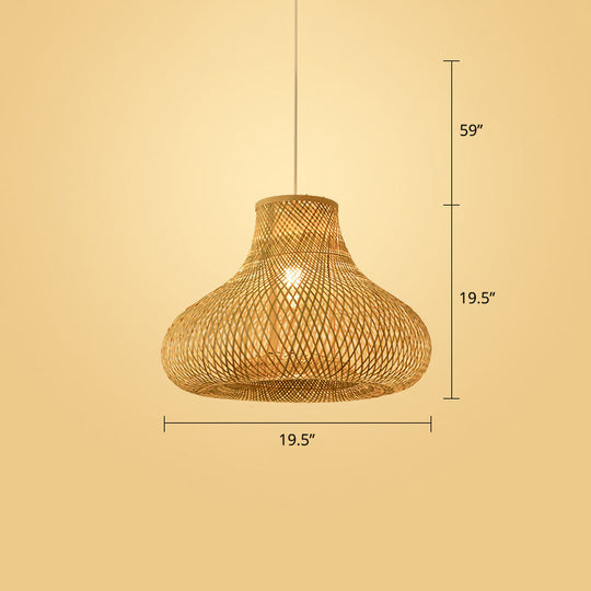 Handwoven Rattan Ceiling Pendant Light - Modern Style For Restaurants (Single) Wood / B