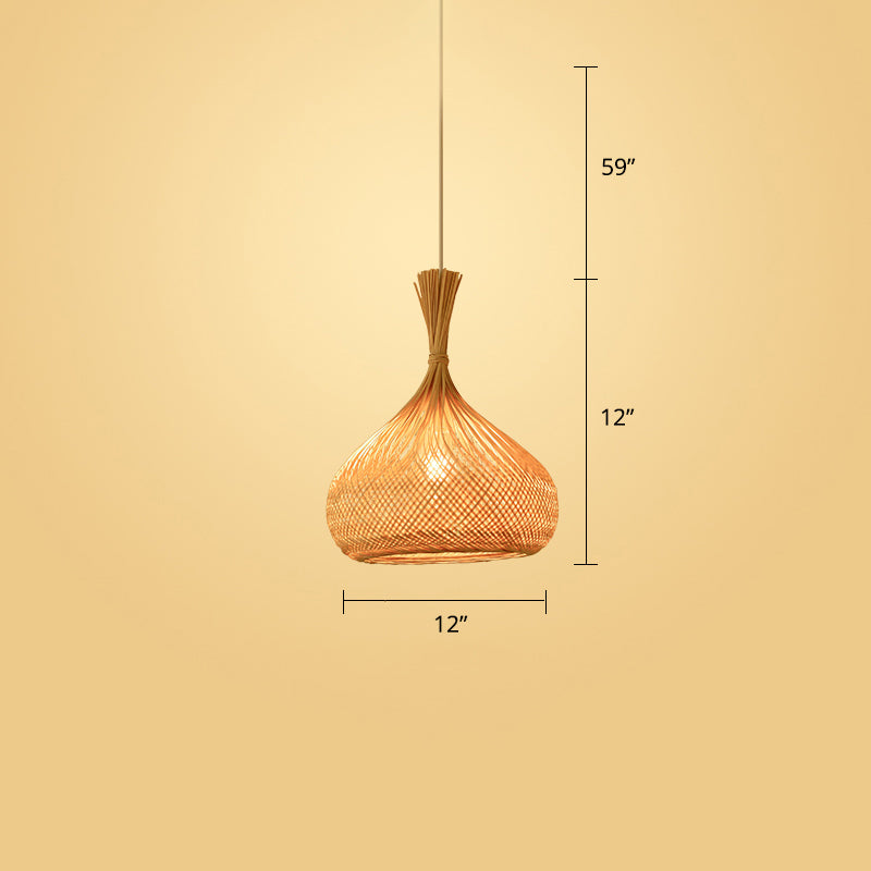 Handwoven Rattan Ceiling Pendant Light - Modern Style For Restaurants (Single) Wood / E