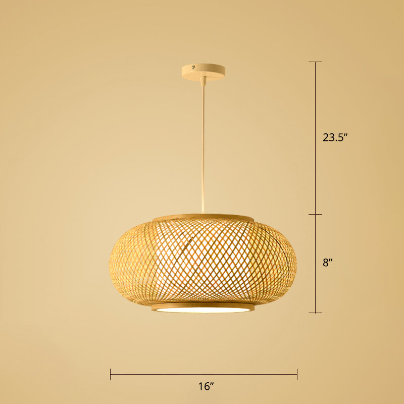 Handwoven Rattan Ceiling Pendant Light - Modern Style For Restaurants (Single) Wood / J