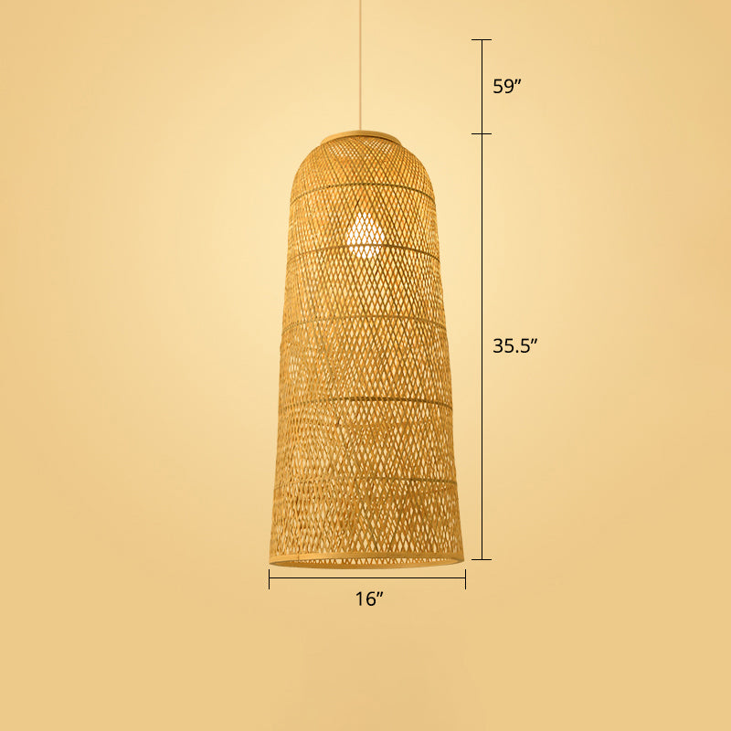 Handwoven Rattan Ceiling Pendant Light - Modern Style For Restaurants (Single) Wood / G