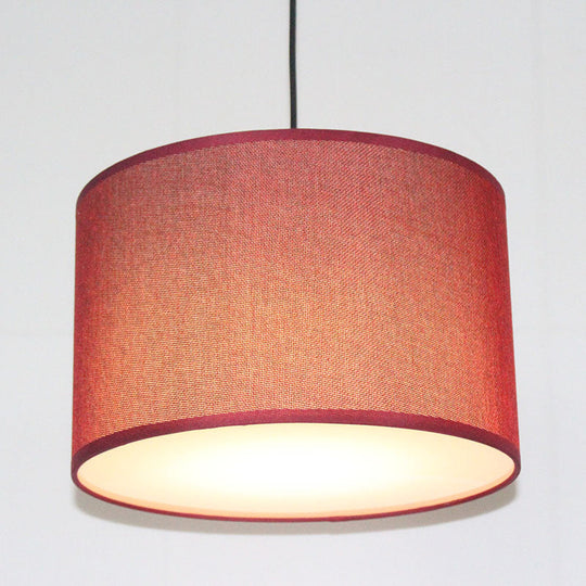 Minimalist Drum Suspension Single-Bulb Pendant Light Fixture Perfect For Restaurants Burgundy / 16