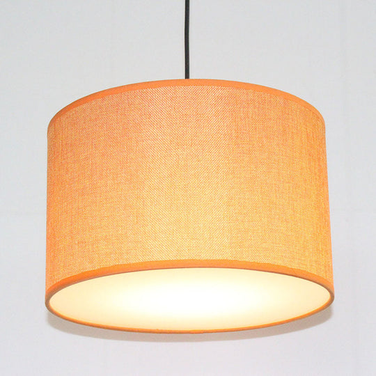 Minimalist Drum Suspension Single-Bulb Pendant Light Fixture Perfect For Restaurants Orange / 16