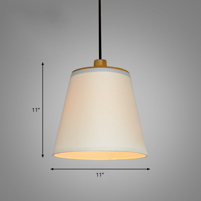 Sleek White Bucket Fabric Ceiling Pendant Light - Simplicity 1-Light Dining Room Hanging Lamp