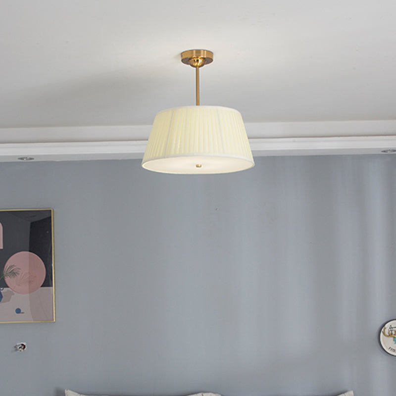 Traditional Tapered Pleated White Flush Ceiling Light Fixture For Bedroom