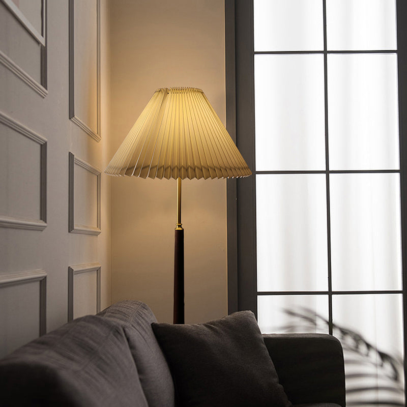 Minimalist White Fabric Floor Lamp - 1-Light Standing Light For Living Room