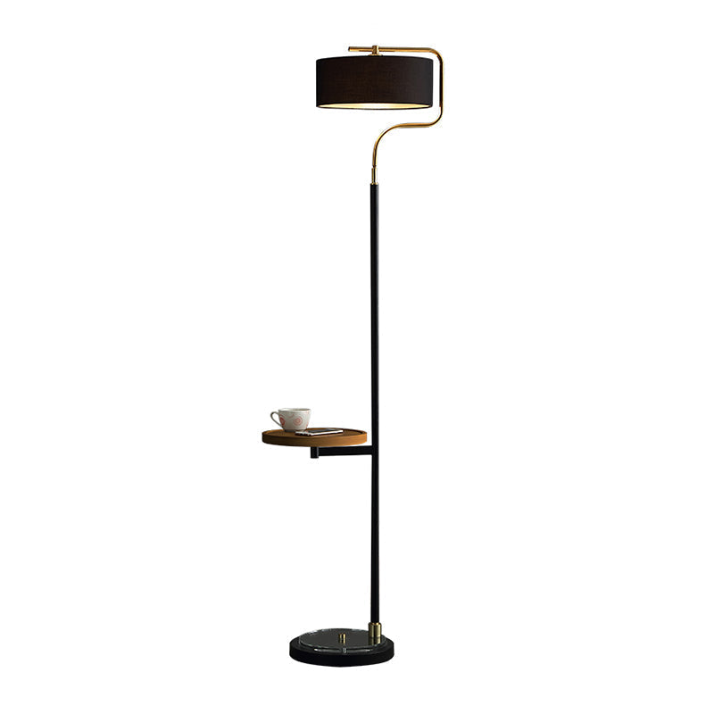 Classic Drum Shade Standing Floor Lamp With Fabric - Black / B
