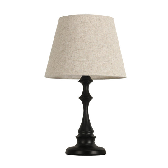 Iron Nightstand Lamp: Minimalistic 1-Light Bedside Table Light With Tapered Fabric Shade
