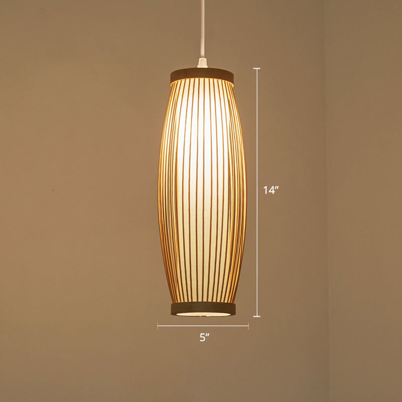 Bamboo Ceiling Pendant Light - Modern Wood Hanging Fixture For Restaurants
