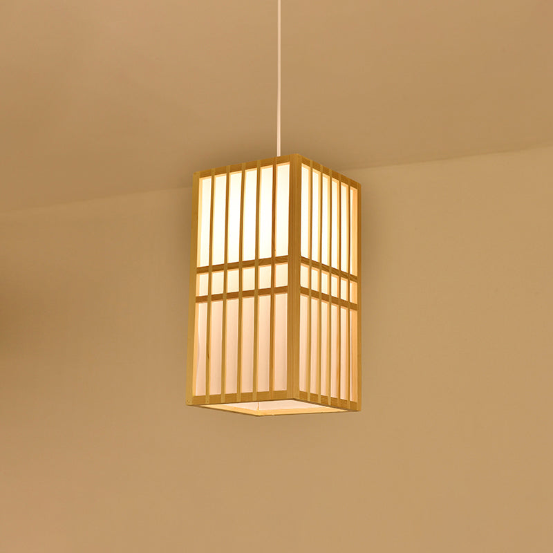 Contemporary Bamboo Pendant Light - Handmade Single-Bulb Wood Fixture