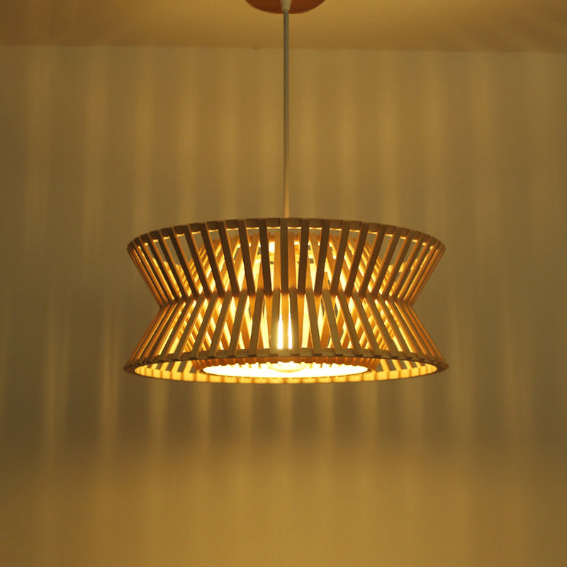 Sleek Bamboo Pendant Light With Hourglass Suspension For Minimalistic Ceiling Lighting