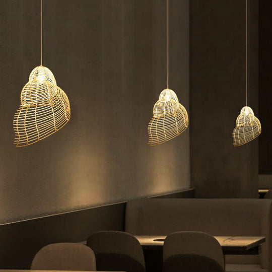 Modern Single Rattan Pendant Light With Conch Shaped Design For Restaurant Ceilings