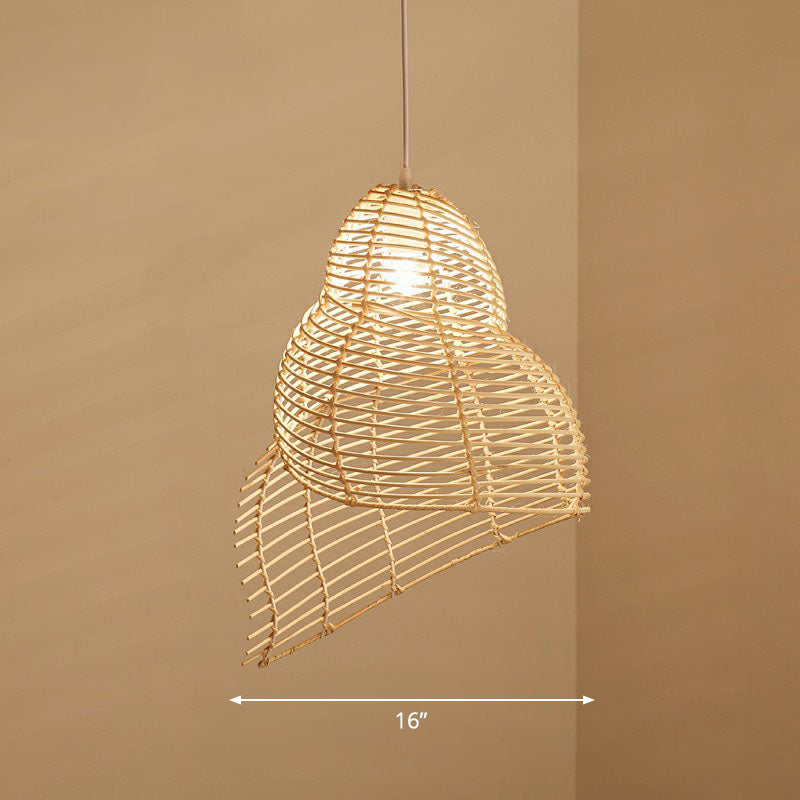 Modern Single Rattan Pendant Light With Conch Shaped Design For Restaurant Ceilings