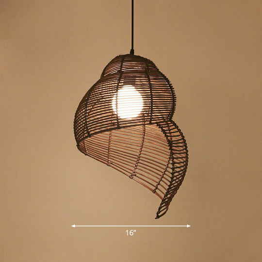 Modern Single Rattan Pendant Light With Conch Shaped Design For Restaurant Ceilings