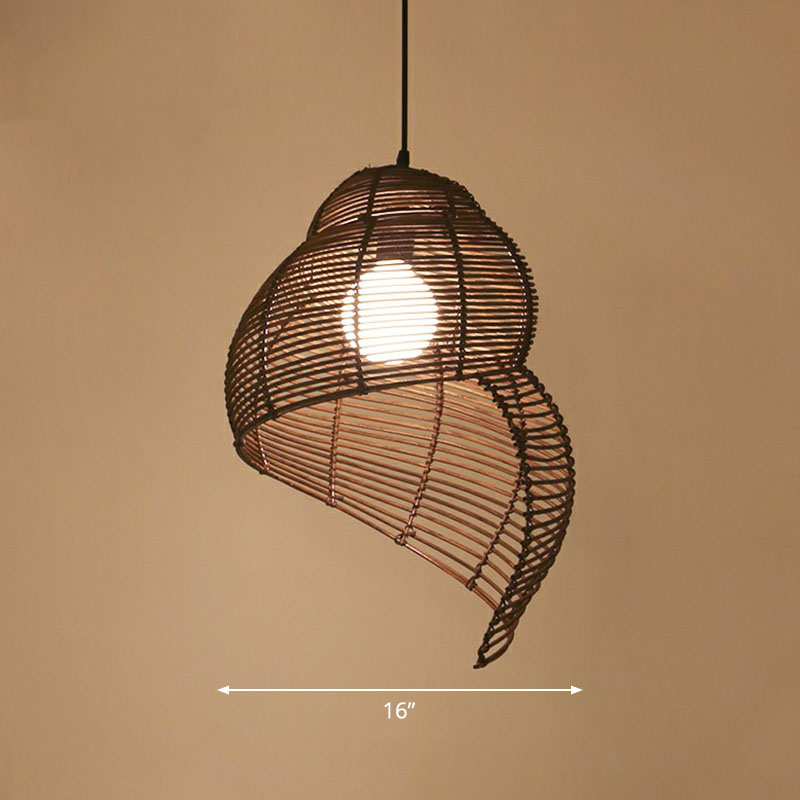 Modern Single Rattan Pendant Light With Conch Shaped Design For Restaurant Ceilings Coffee