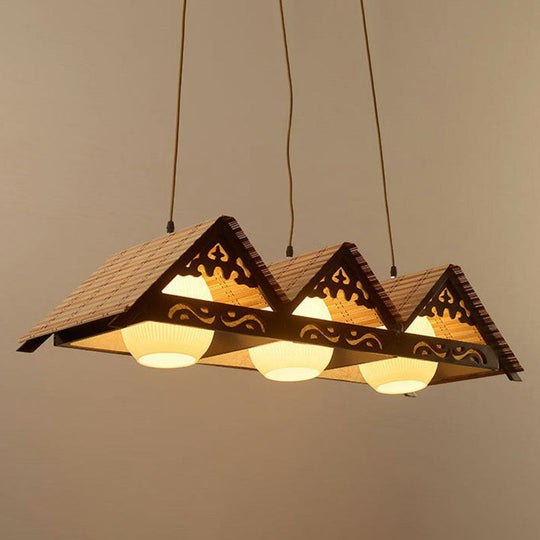 Bamboo Chinese Island Pendant Light For Triangle Roof Restaurant In Wood 3 /