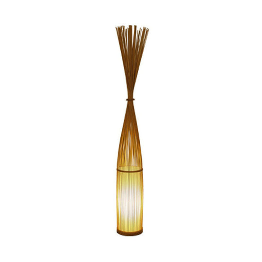 Handwoven Bamboo Standing Light - Asian Inspired Floor Lighting For Living Room